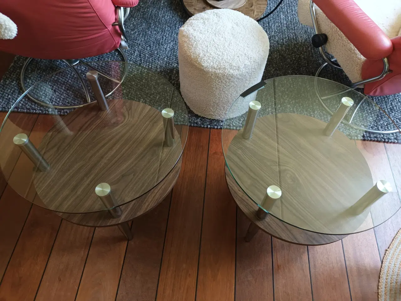 Billede 1 - 2 Runde sofa bord med glas