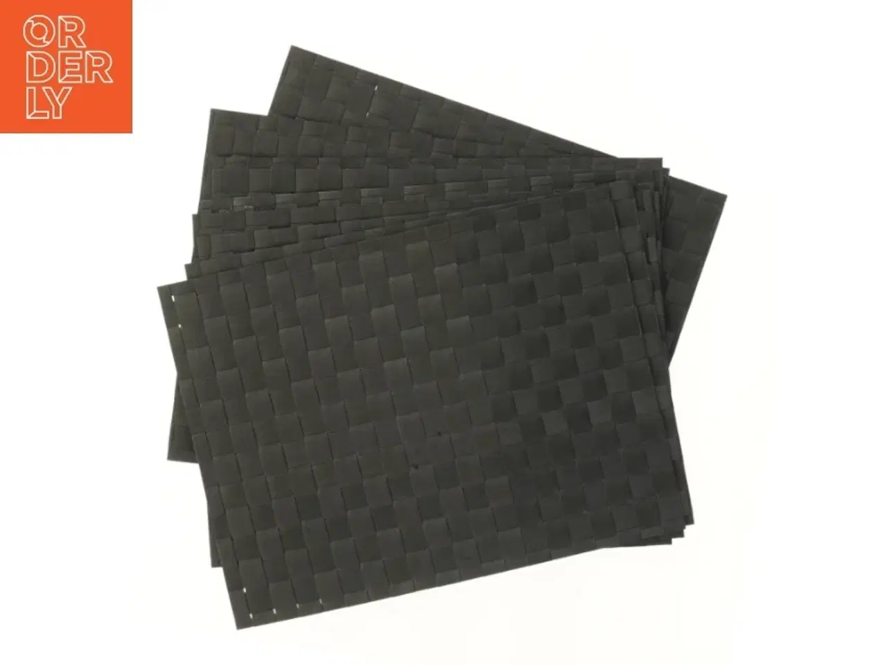Billede 1 - Sæt med 8 sorte dækkeservietter i flet (40,5x30,5 cm)