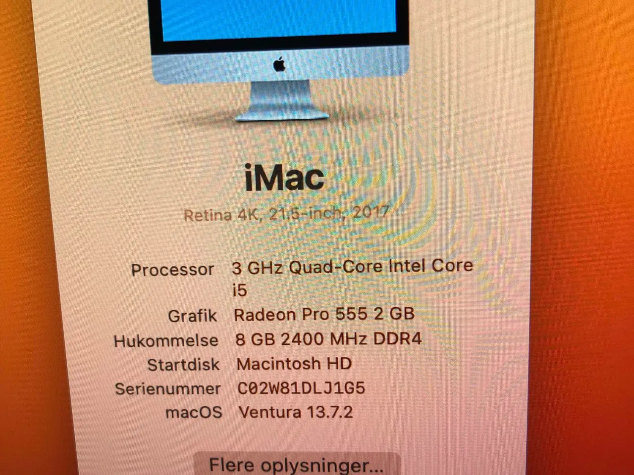 Billede 2 - Imac 4K Retina 21,5" model 2017