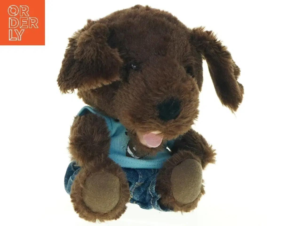 Billede 1 - Tøjdyr hund med tøj (str. H. 18 cm)