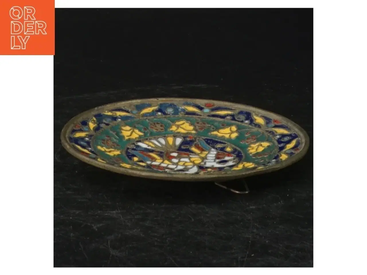 Billede 3 - Dekorativ Cloisonne emaljeret messing Fad (str. Ø. 12 cm)