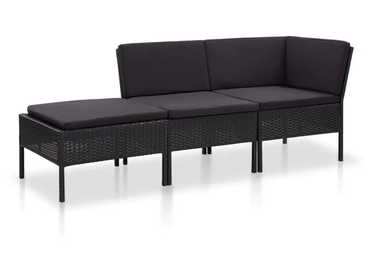 Billede 1 - Haveloungesæt 3 dele med hynder polyrattan sort