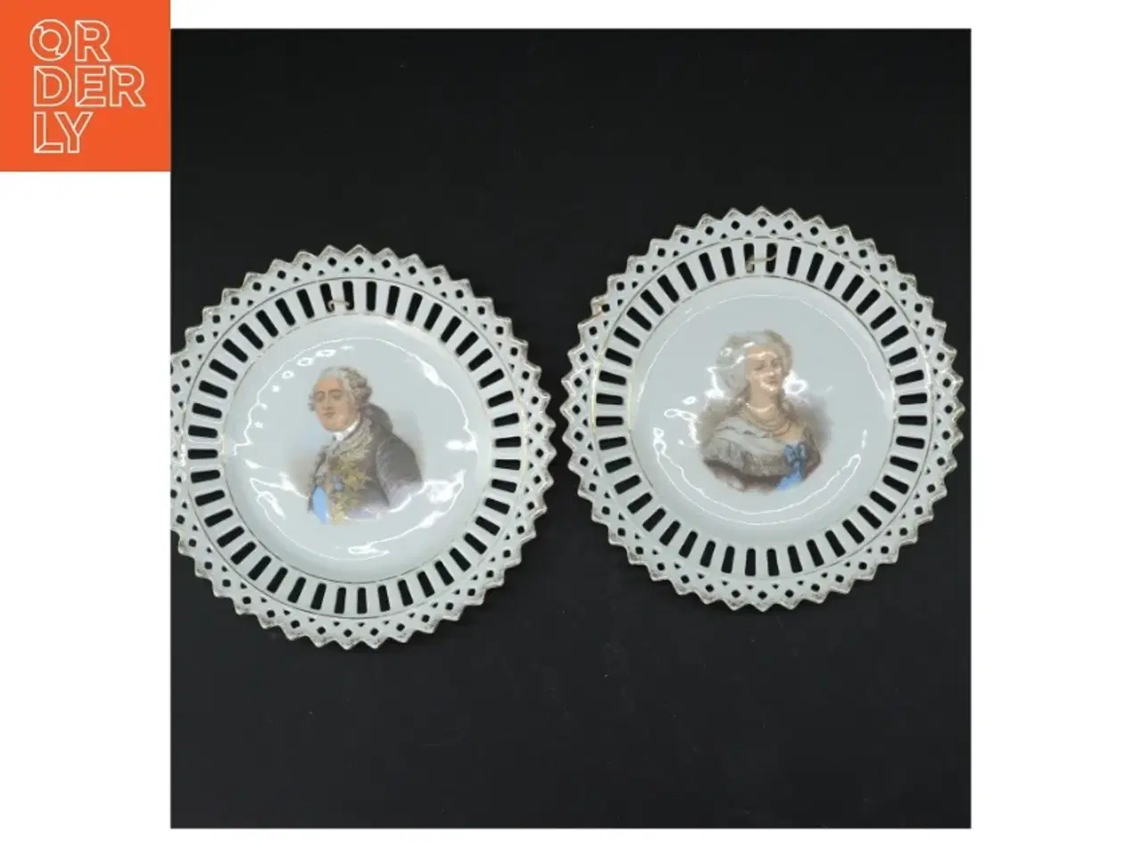 Billede 1 - Dekorative porcelænstallerkner med blonde kanter