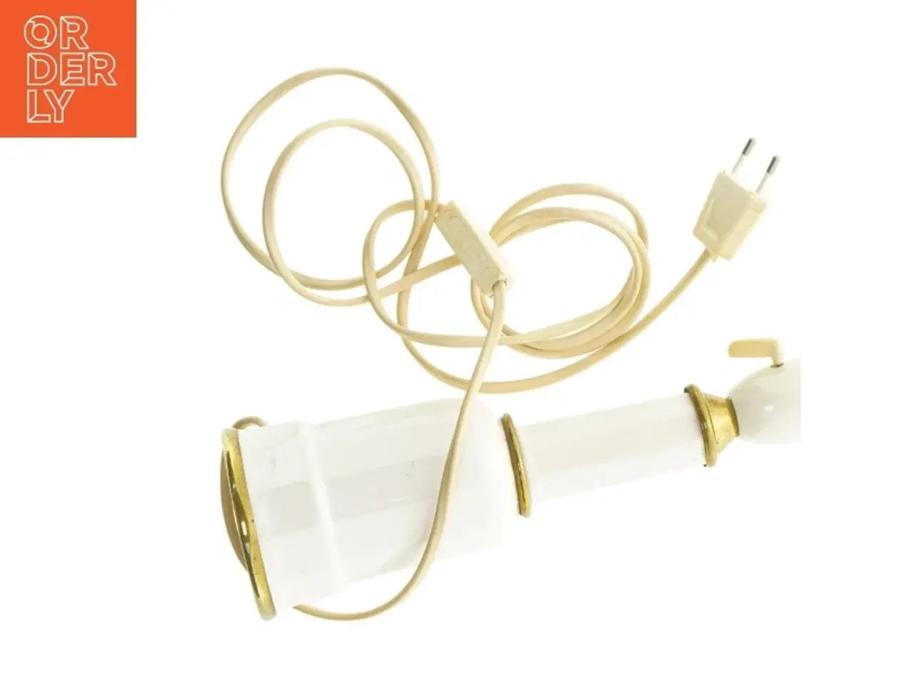 Billede 4 - Vintage hvid og guld bordlampe (str. 29 x 9 cm)