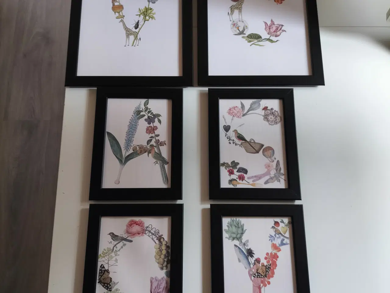 Billede 1 - 6 stk Billeder Rigtig fine billede i sorte rammer