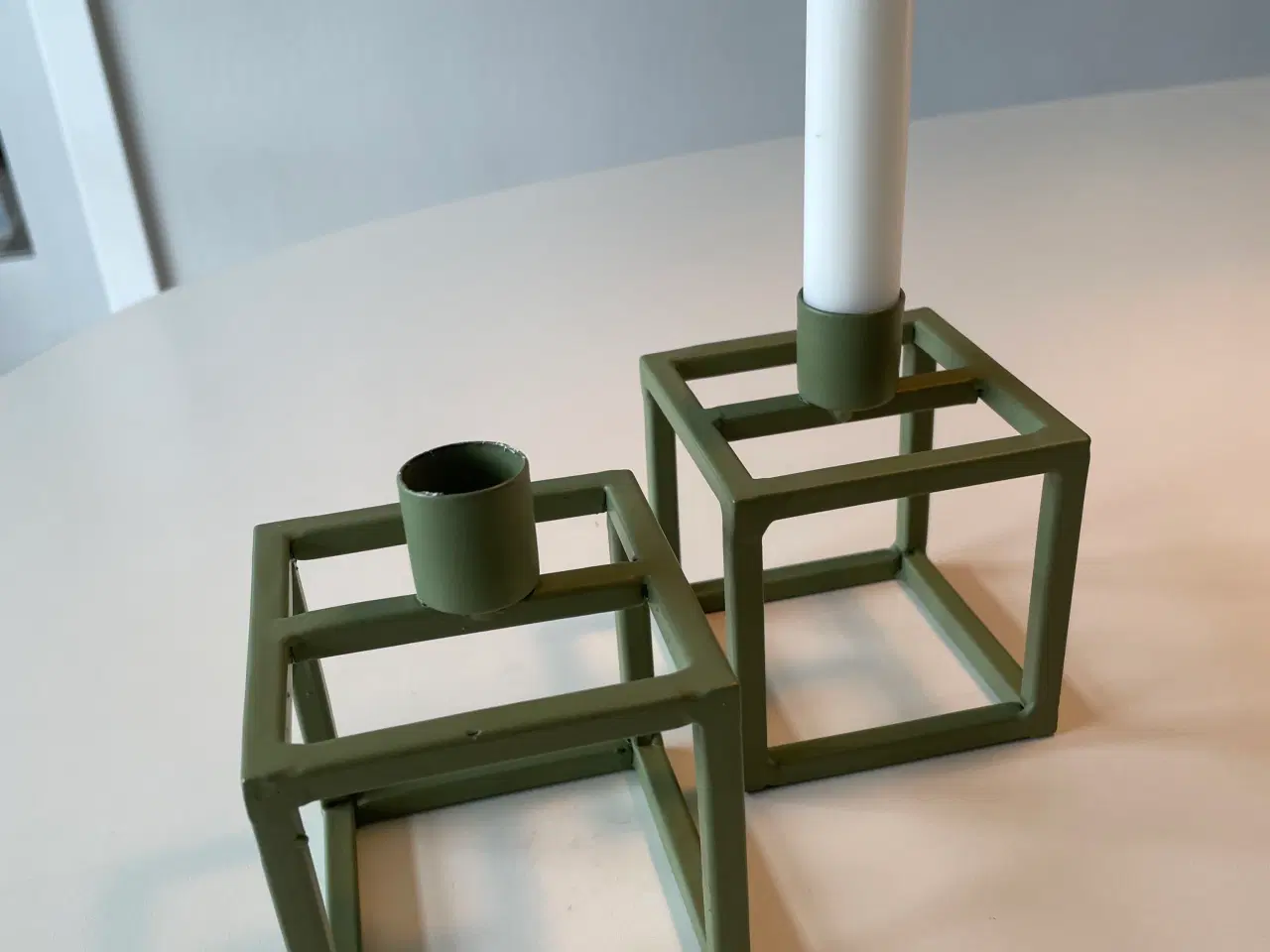 Billede 2 - Kubistiske olivengrønne lysestager