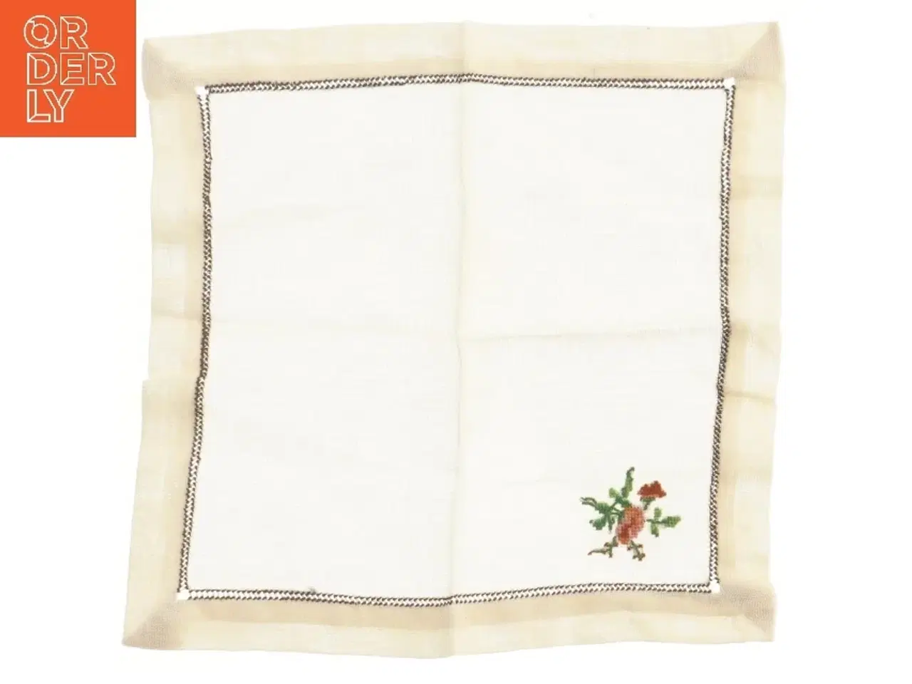 Billede 1 - Broderet serviet (str. 28x27 cm)