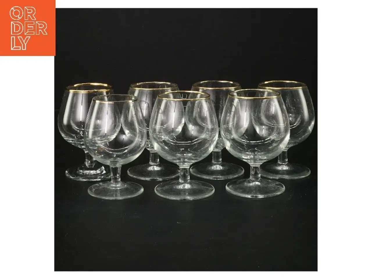 Billede 1 - Sæt med 7 glas med guldkant (str. 7 styk, 9,5 cm)