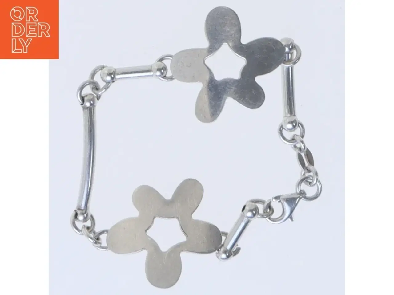 Billede 1 - Sølv armbånd med blomstermotiv (str. 17,5 cm)