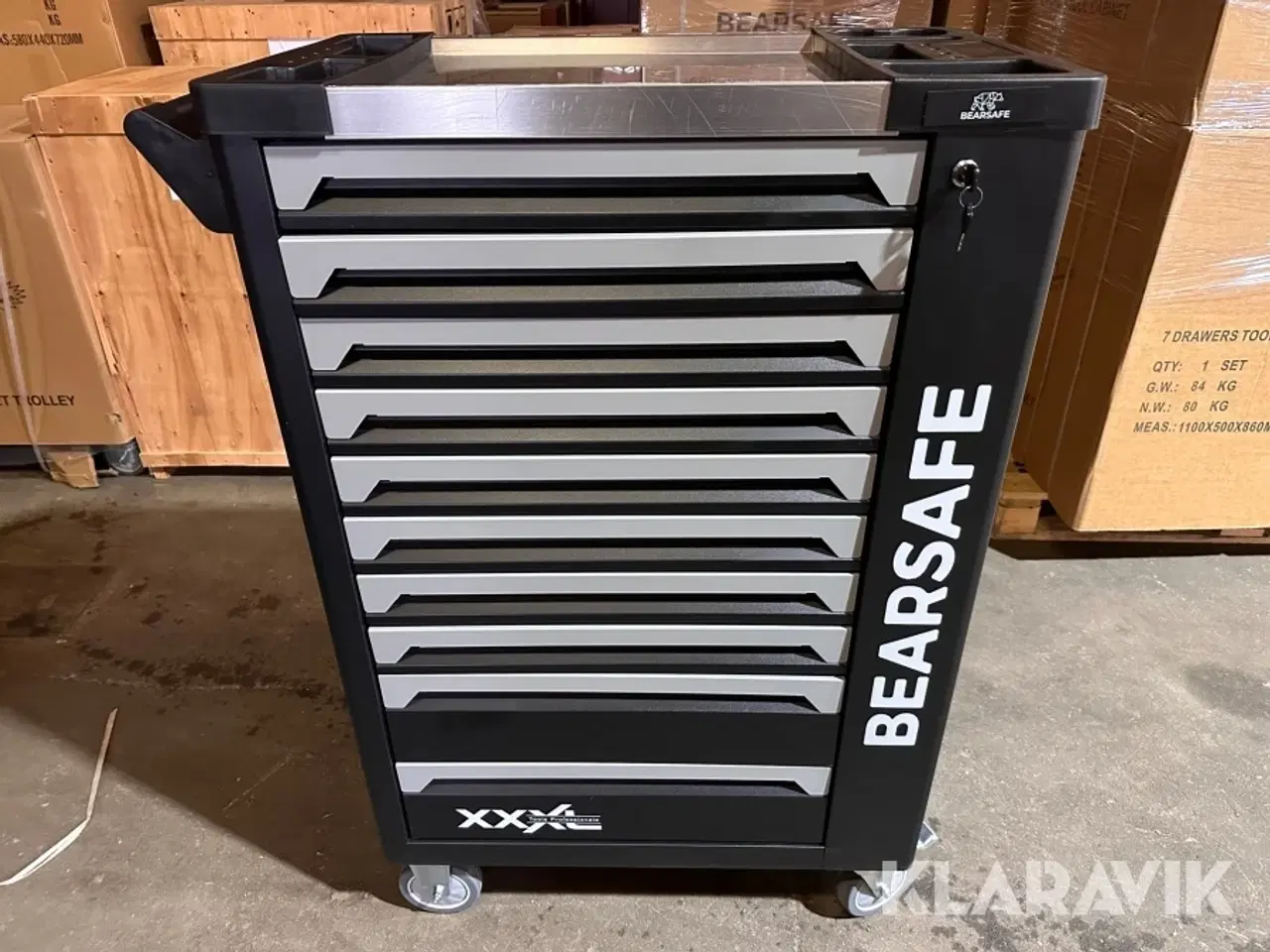 Billede 3 - Værktøjsvogn Bearsafe med 10 skuffer og 258 dele