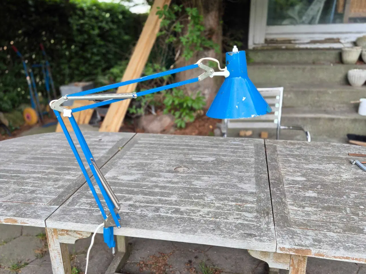 Billede 2 - Blå arkitektlampe med rustikt udtryk
