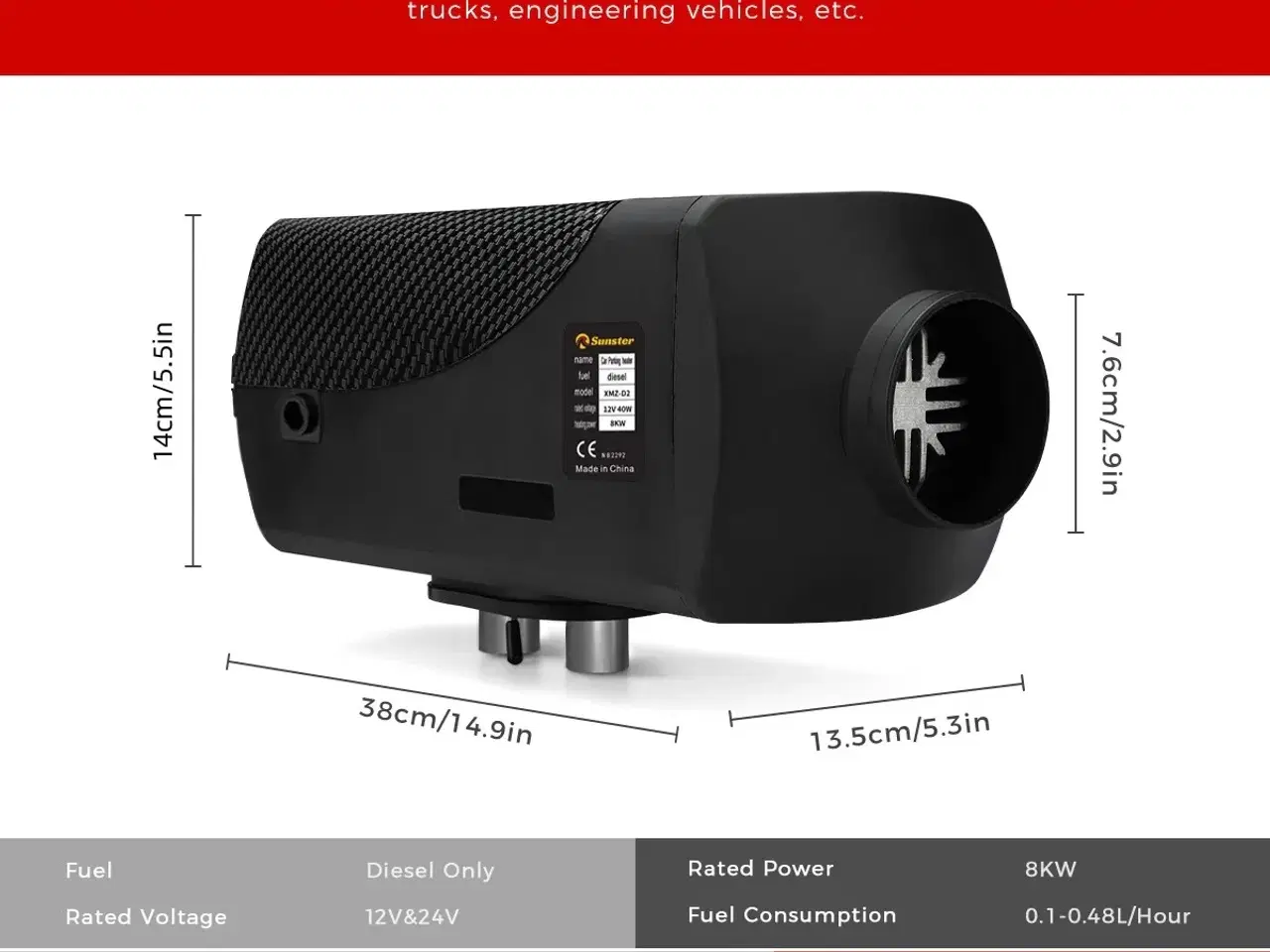 Billede 2 - Sunster Dieselfyr 5kW 12/24V med Bluetooth