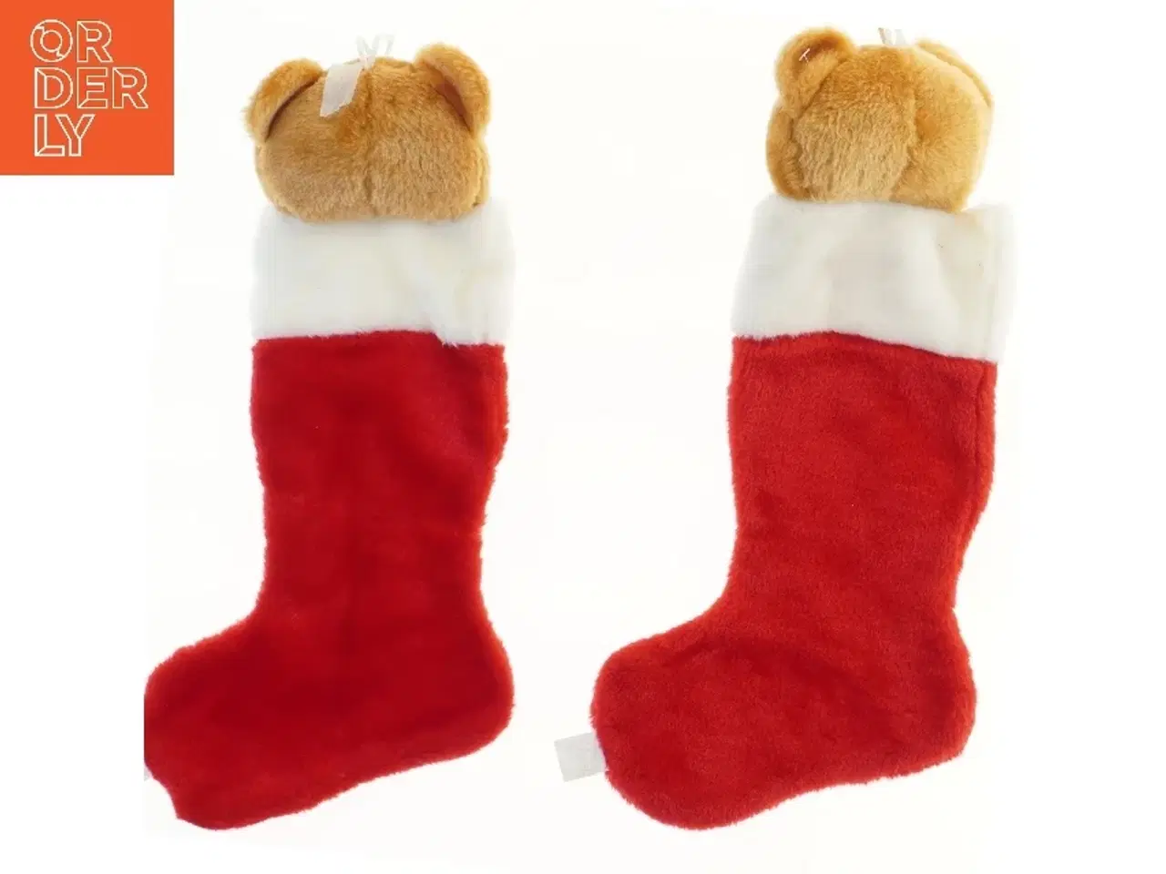 Billede 2 - Julestrømper med bamsehoved (str. 2 stk 50 cm)