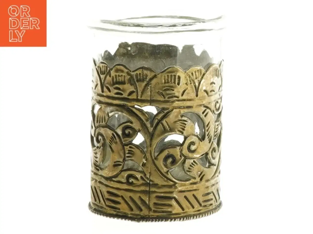 Billede 3 - Glas vase med metalornamentik (str. 10 x 7 cm)