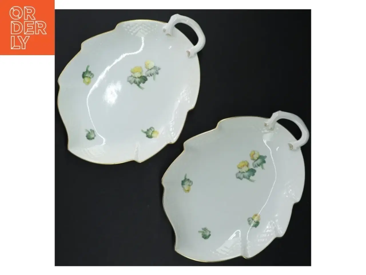Billede 6 - To porcelænsfade med erantismotiv og guldkant fra B&G (str. 25 cm)