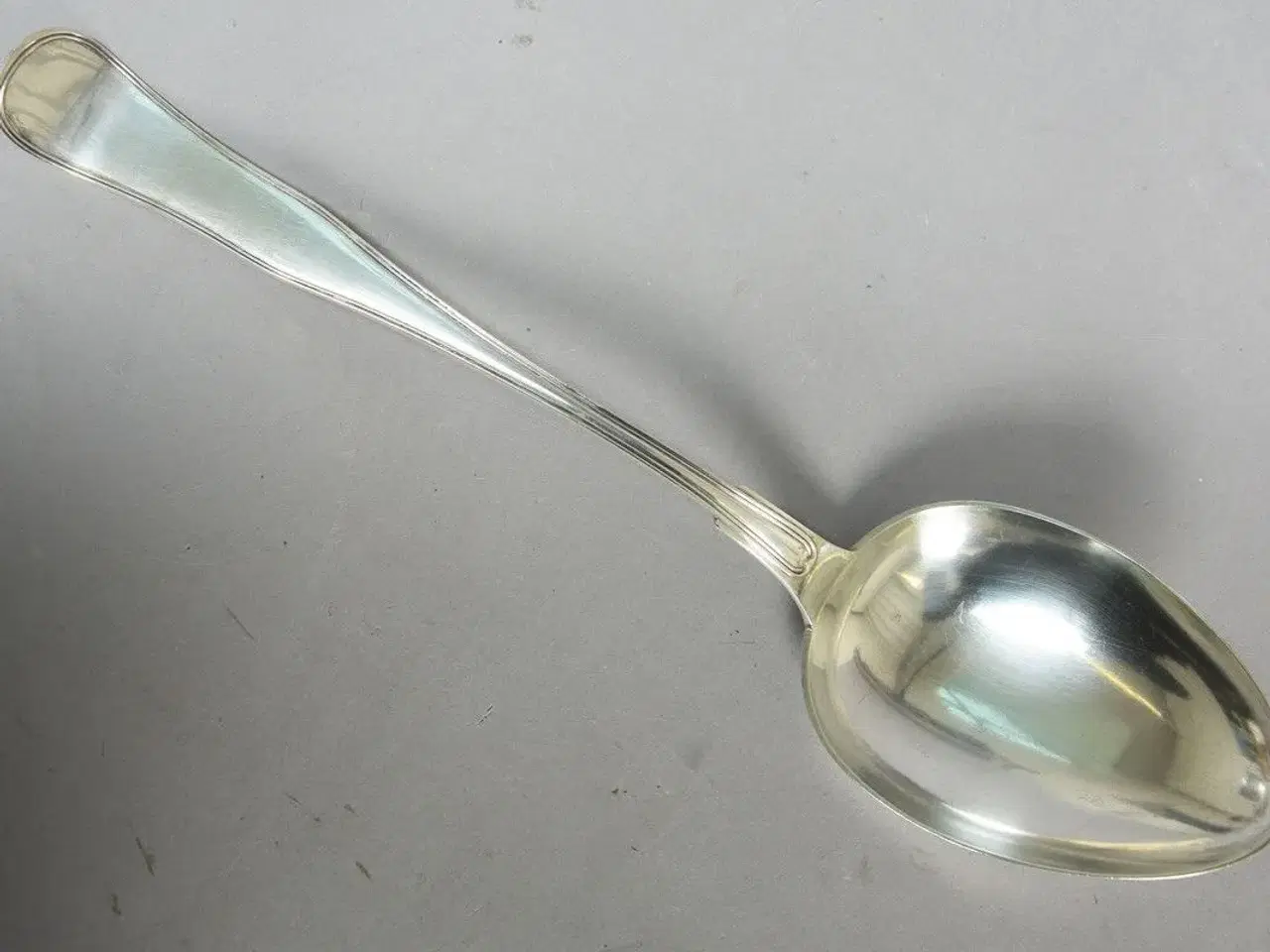 Billede 1 - Dobbeltriflet potageske (suppeske) af sølv