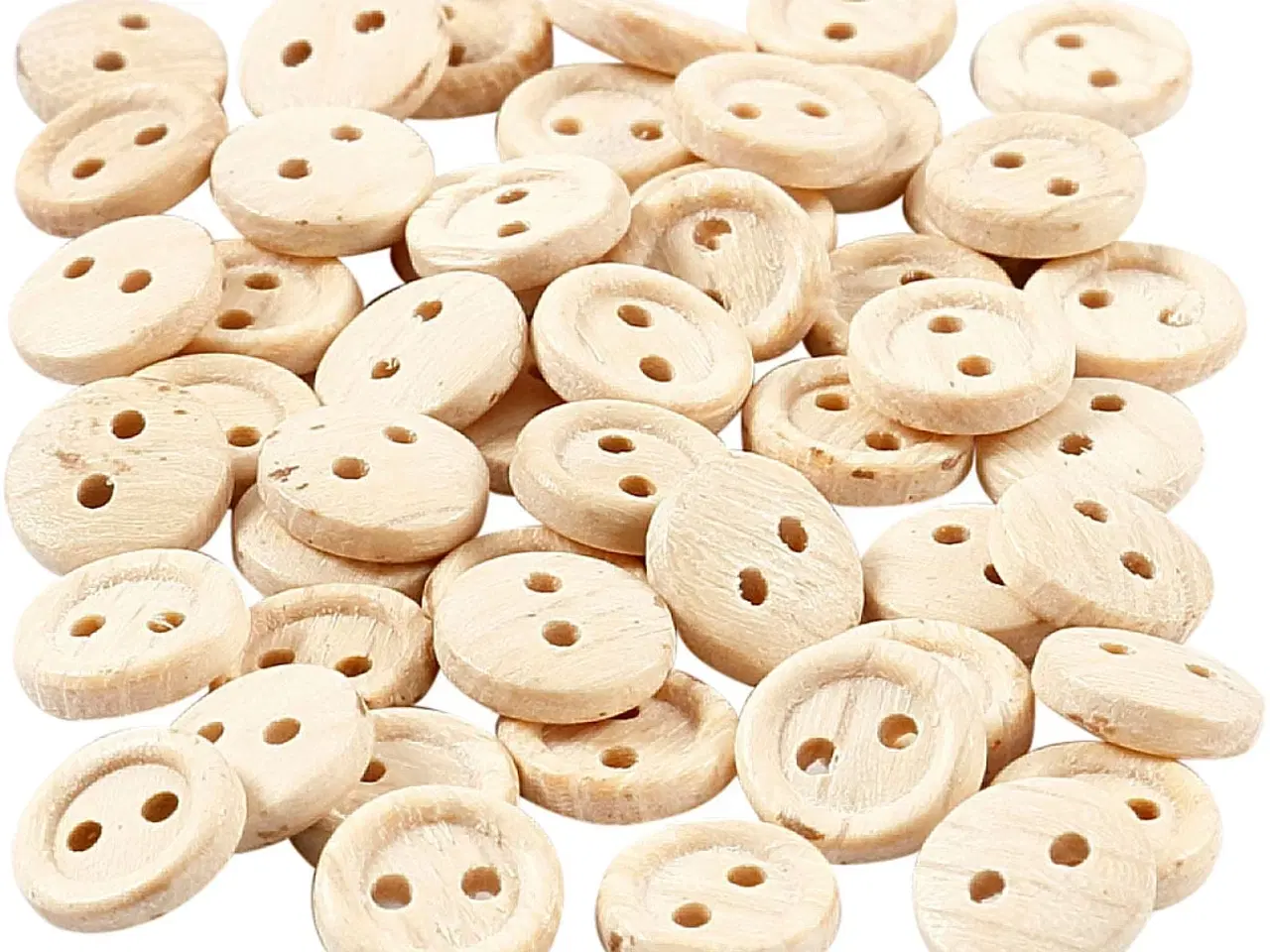 Billede 1 - Træknapper 8 mm, 50 stk. - Ubehandlet træ