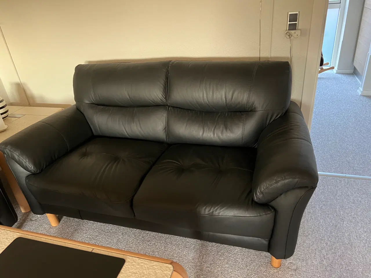 Billede 2 - 2 personers læder sofa. Hent selv. Gratis