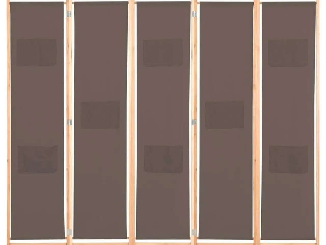 Billede 2 - 5-panels rumdeler 200 x 170 x 4 cm stof brun
