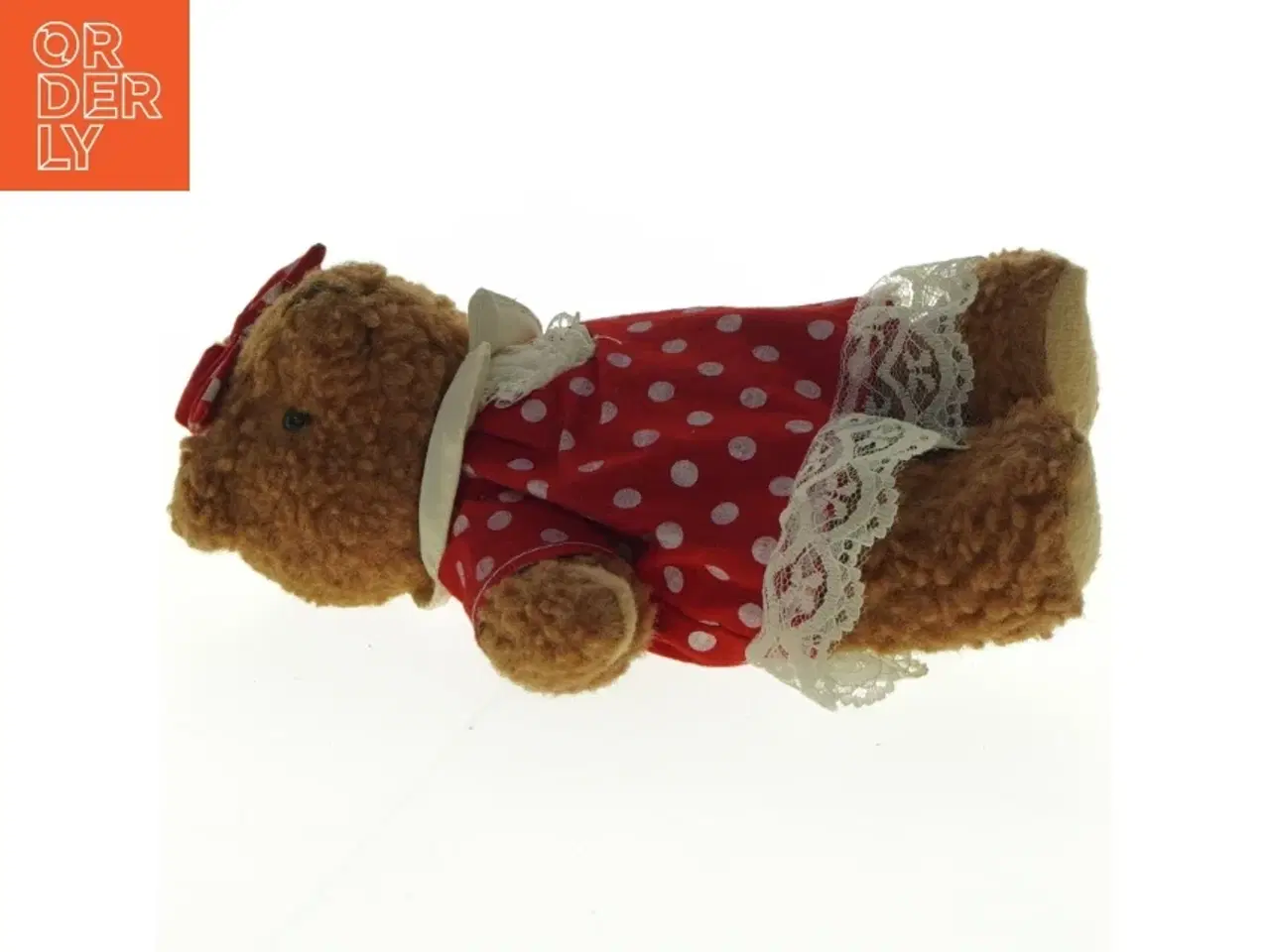 Billede 3 - Teddy bamse med rød prikket kjole (str. 20 cm)