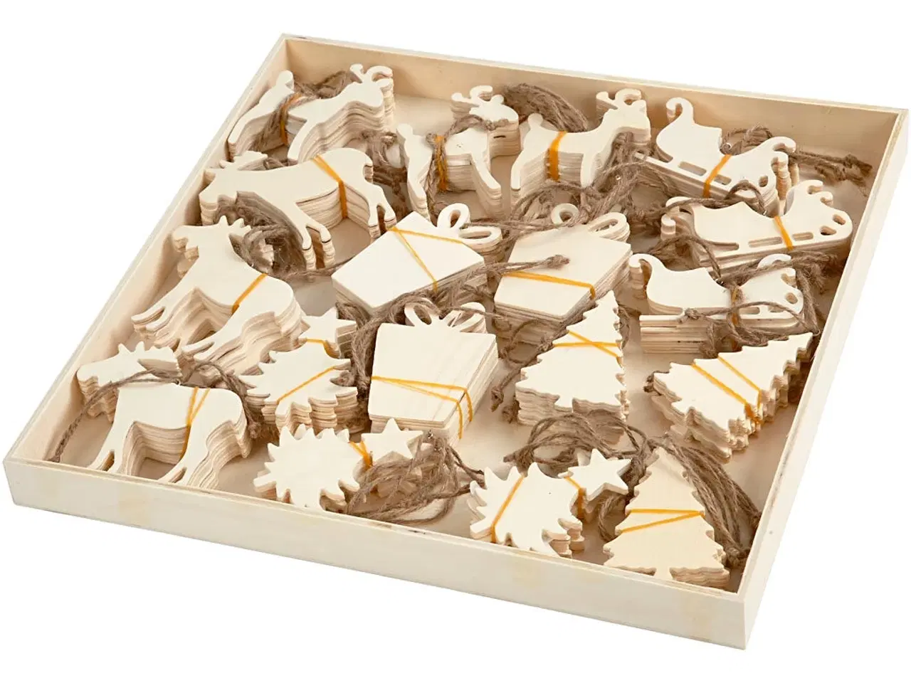 Billede 1 - Juleophæng i Lyst Træ - 90 stk. i 7-9 cm