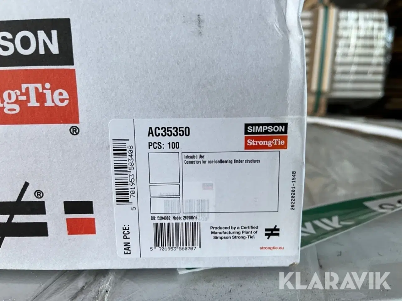 Billede 4 - Bygningsbeslag 36 pakker a 100 styk Simpson Strong-tie 100 styk