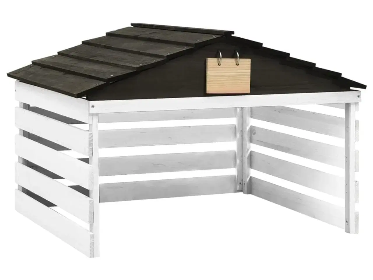 Billede 1 - Skur til robotplæneklipper 78x74x54 cm fyrretræ sort og hvid