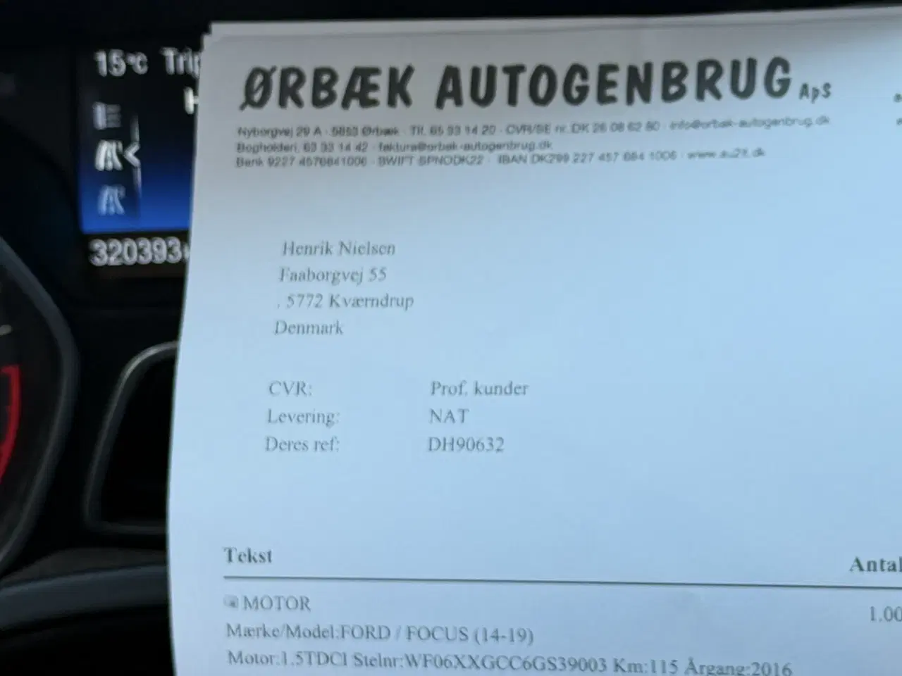 Billede 10 - Ford focus 1,5 tdci  nysynet og med ny motor 