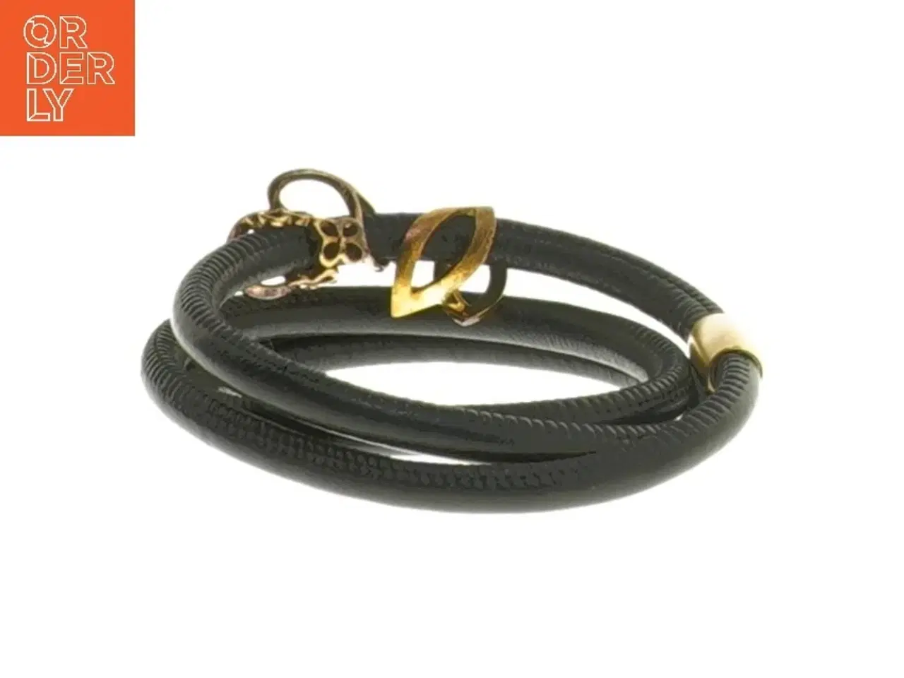 Billede 1 - Sort læderarmbånd med guld detaljer fra Christina Watches (str. Ø 5,5 cm)