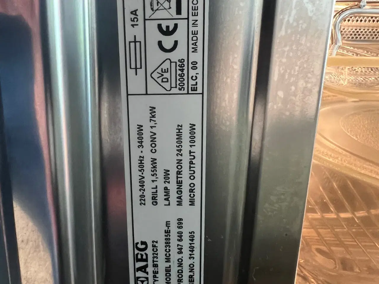 Billede 3 - AEG kombiOvn mikroovn MCC3885E-m Demo NY ikke brug