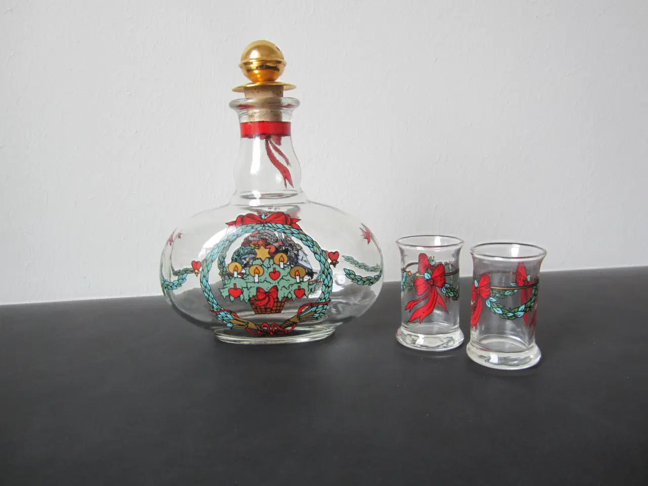 Billede 2 - Jingle Bell julekaraffel med 2 glas