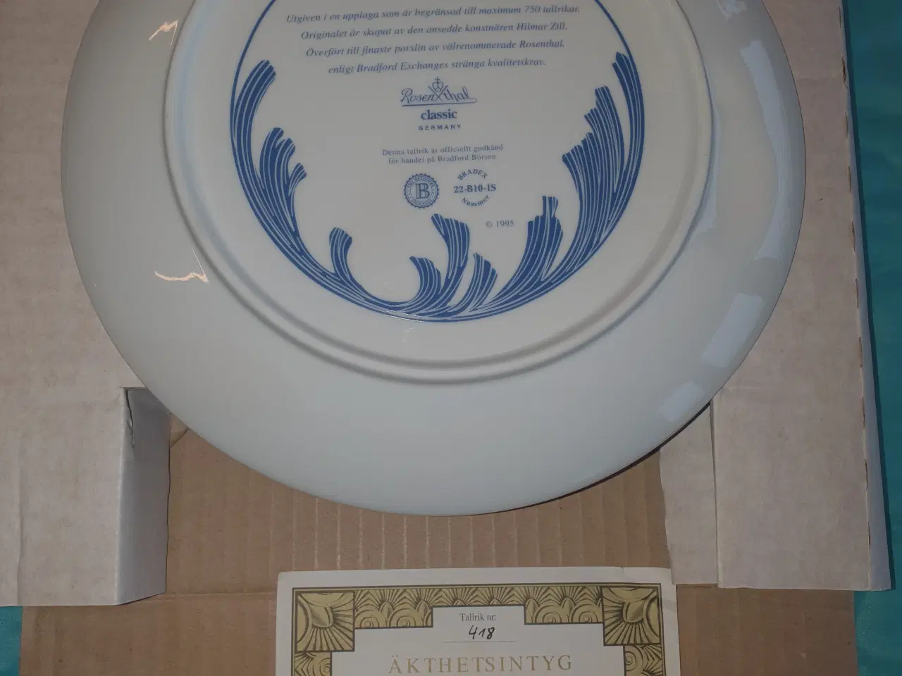 Billede 3 - Rosenthal jubilæumsgave 1995 tallerken nummer 418