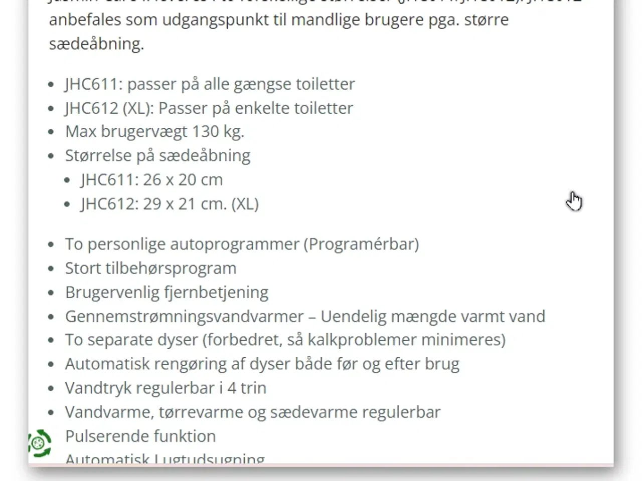 Billede 4 - Bidet med varme og vand, incl. Toiletforhøjer 4cm,