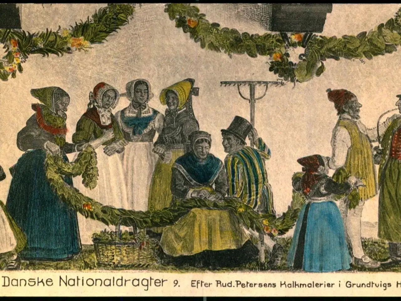 Billede 1 - Danske Nationaldragter - 9 - R. Petersens Kalkmalerier i Grundtvigs Hus - V. Tryde - Ubrugt
