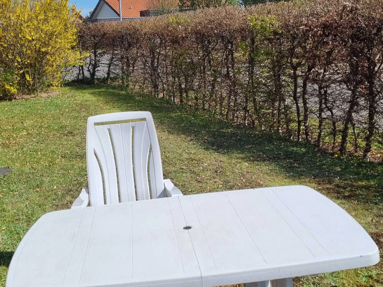 Billede 1 - Havebord med 5 stole,  hård plast 