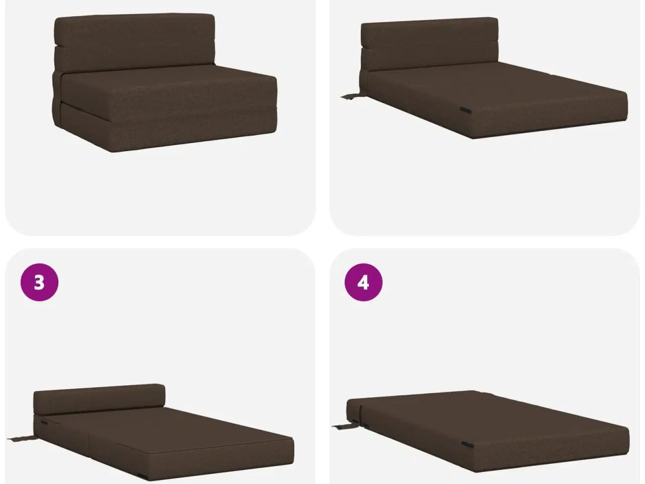 Billede 6 - Foldesofa seng Gråbrun 190 x 70 x 15 cm Stof
