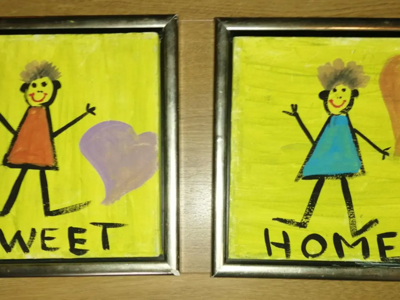 Billede 1 - 2 BILLEDER "SWEET HOME" I SVÆVERAMMER, 24 X 24 CM