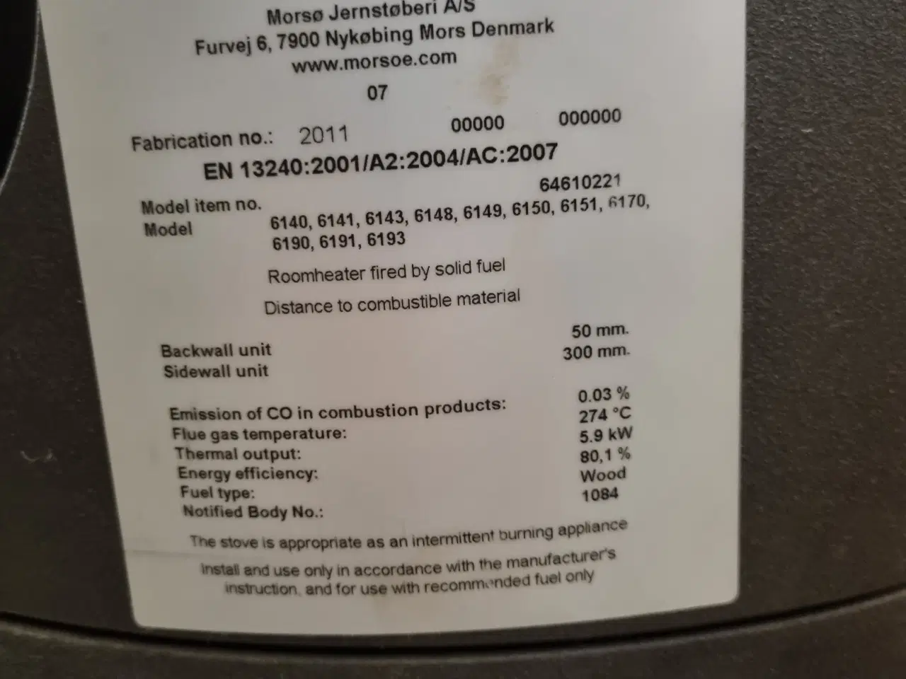 Billede 4 - Morsø 6148 Brændeovn