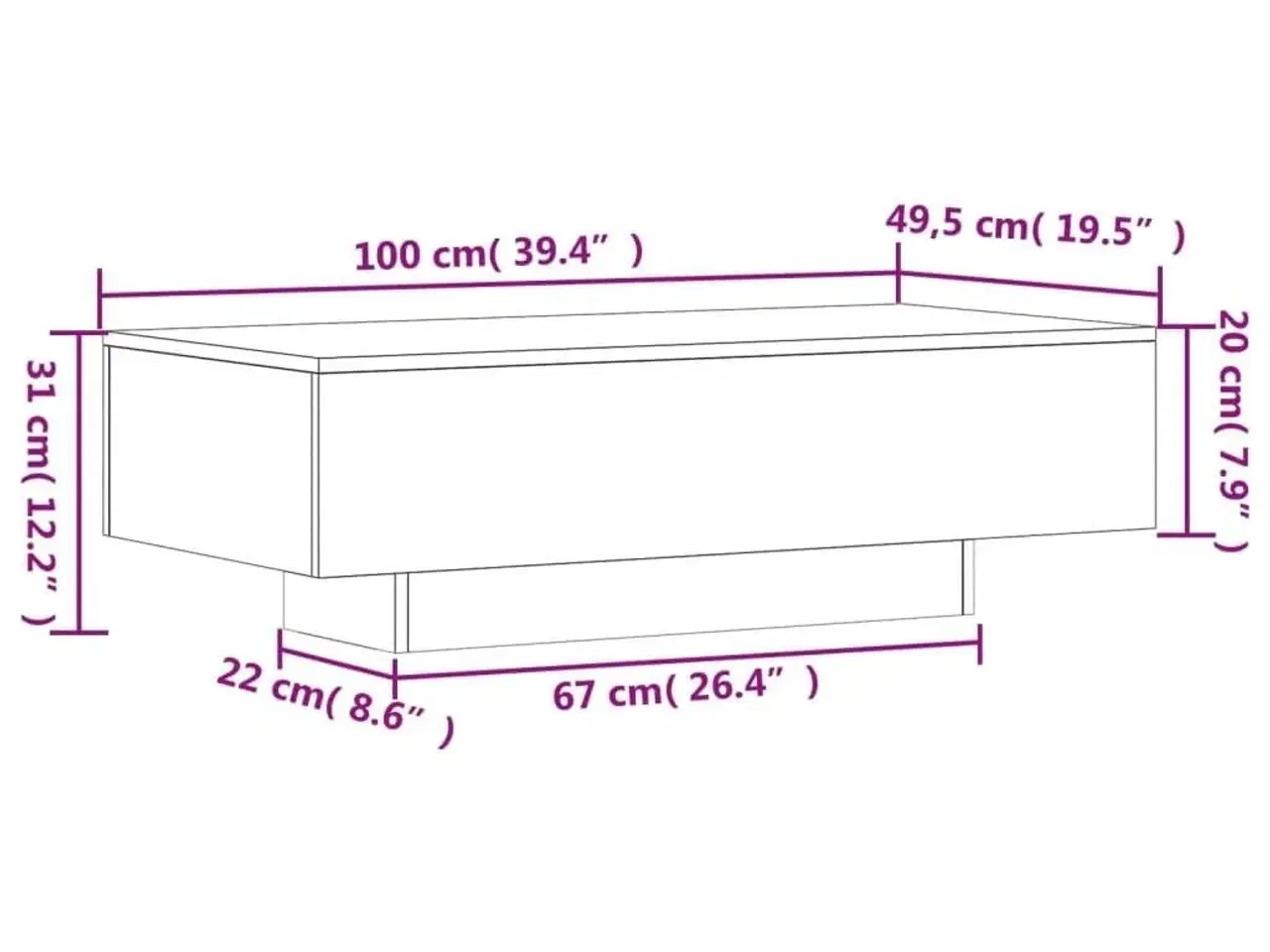 Billede 9 - Sofabord 100x49,5x31 cm konstrueret træ hvid