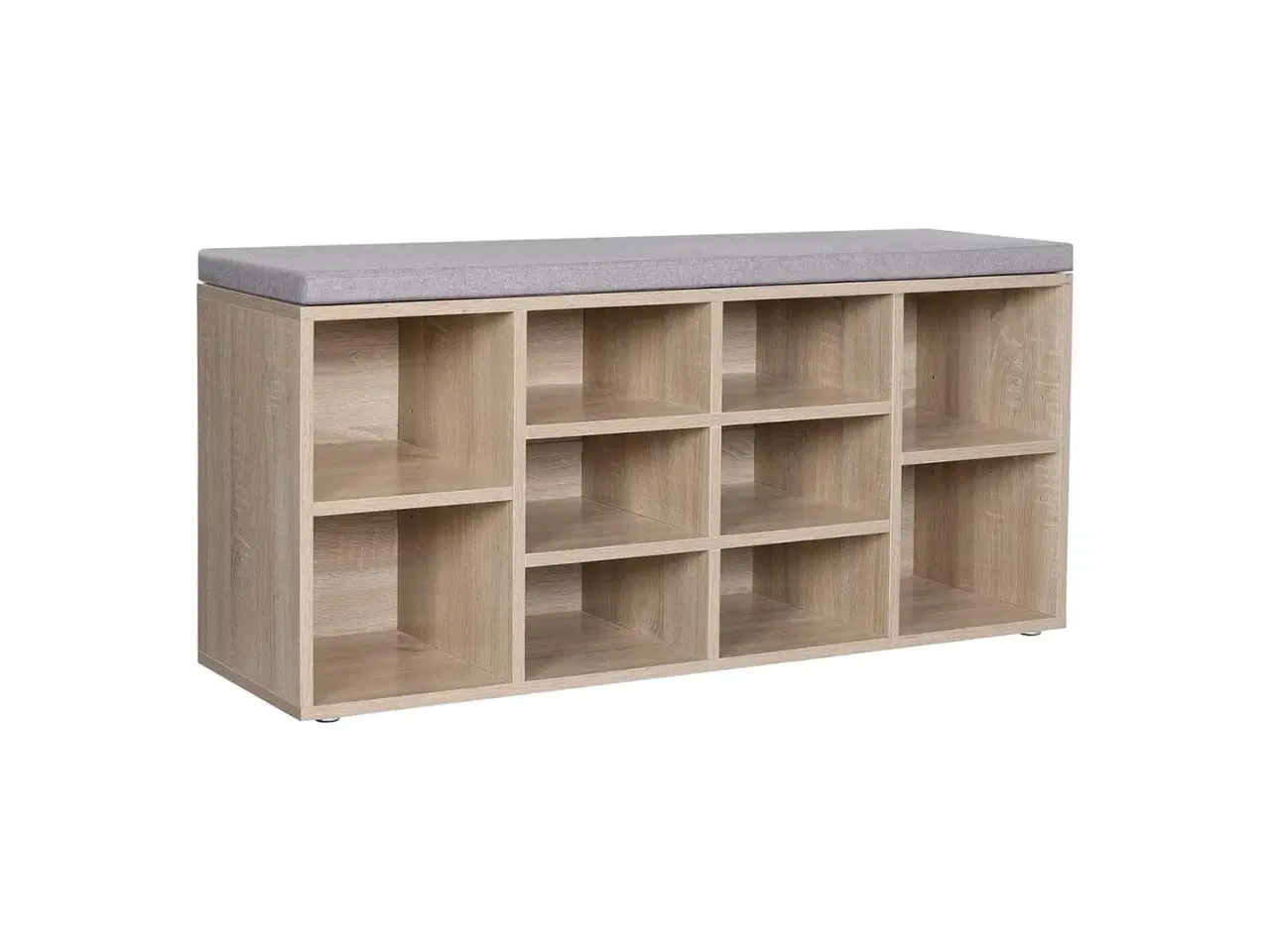 Billede 1 - Skobænk med opbevaring – VASAGLE, 10 rum, med pude, eg, 104 × 30 × 48 cm