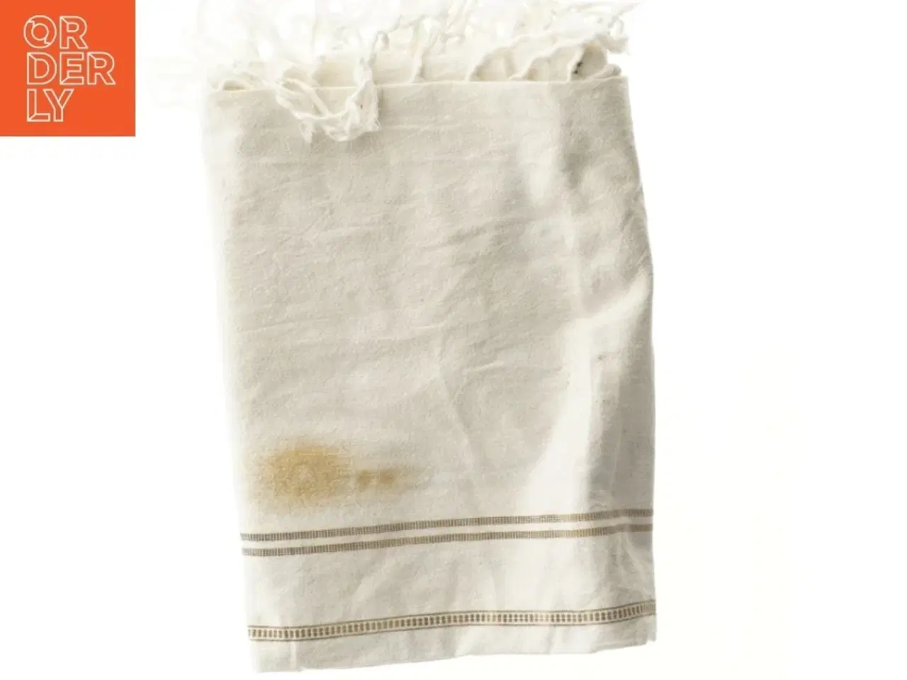 Billede 3 - Hvid dug med frynser (str. 192x140 cm)