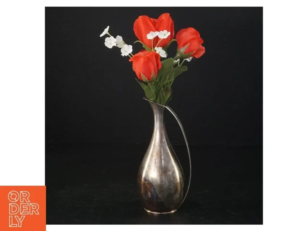 Billede 1 - Sølv metal vase (str. 14 cm)