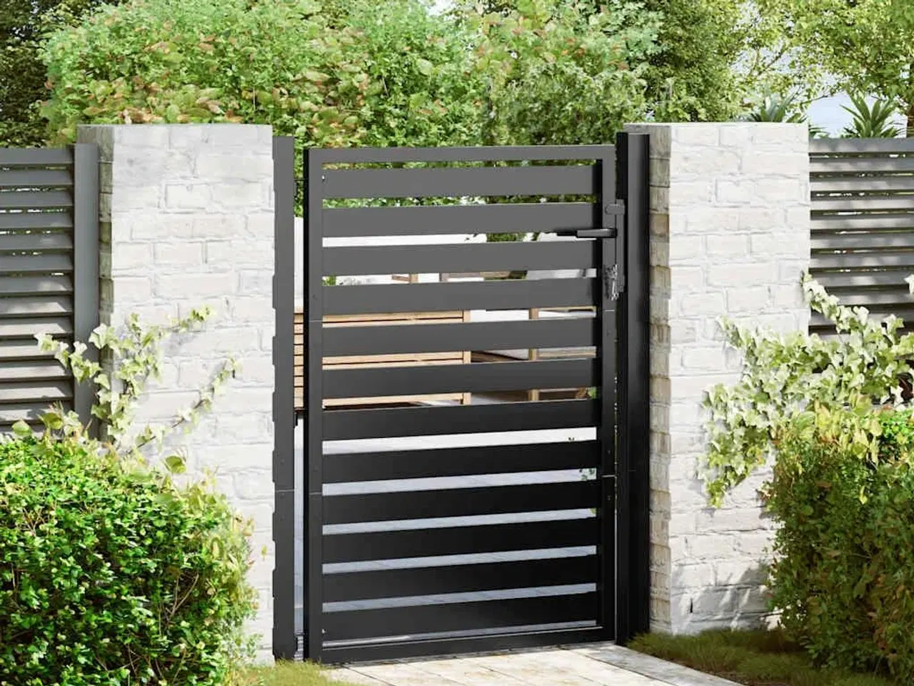 Billede 1 - Havelåge låsbar 100x120 cm aluminium sort