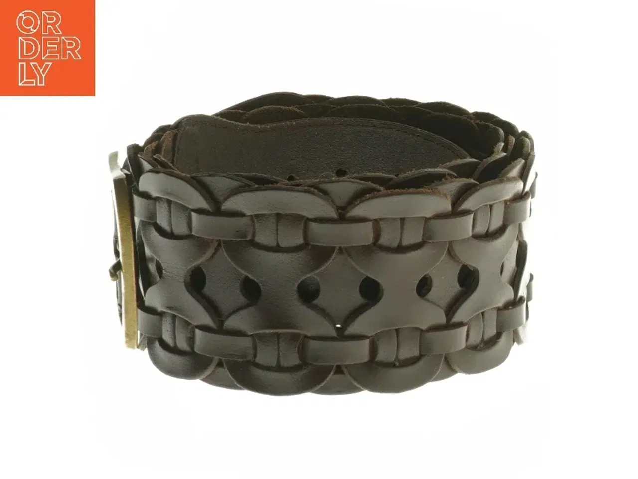 Billede 2 - Flettet læderbælte med spænde (str. 103 til 112 cm)