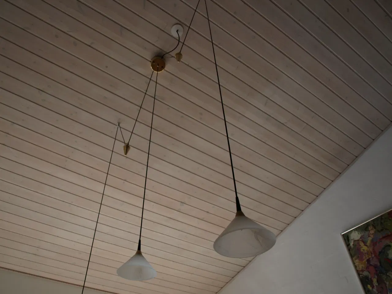 Billede 1 - Loftslampe m/glasskærme