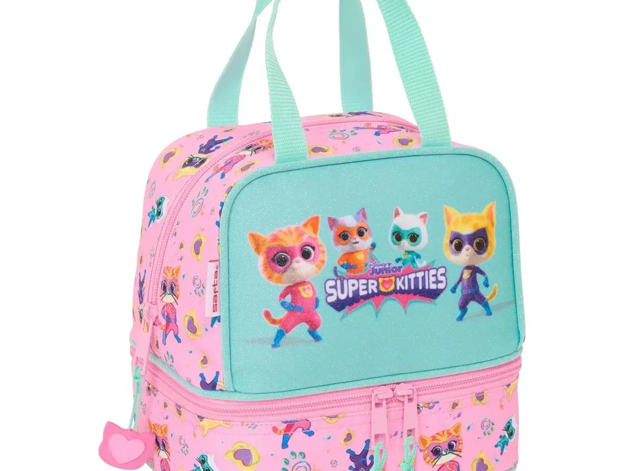 Billede 1 - SuperKitties madkasse med tilbehør - pink/turkis, 20 × 20 × 15 cm