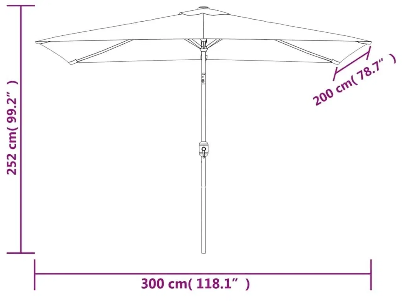 Billede 8 - Parasol med metalstang 300x200 cm antracitgrå