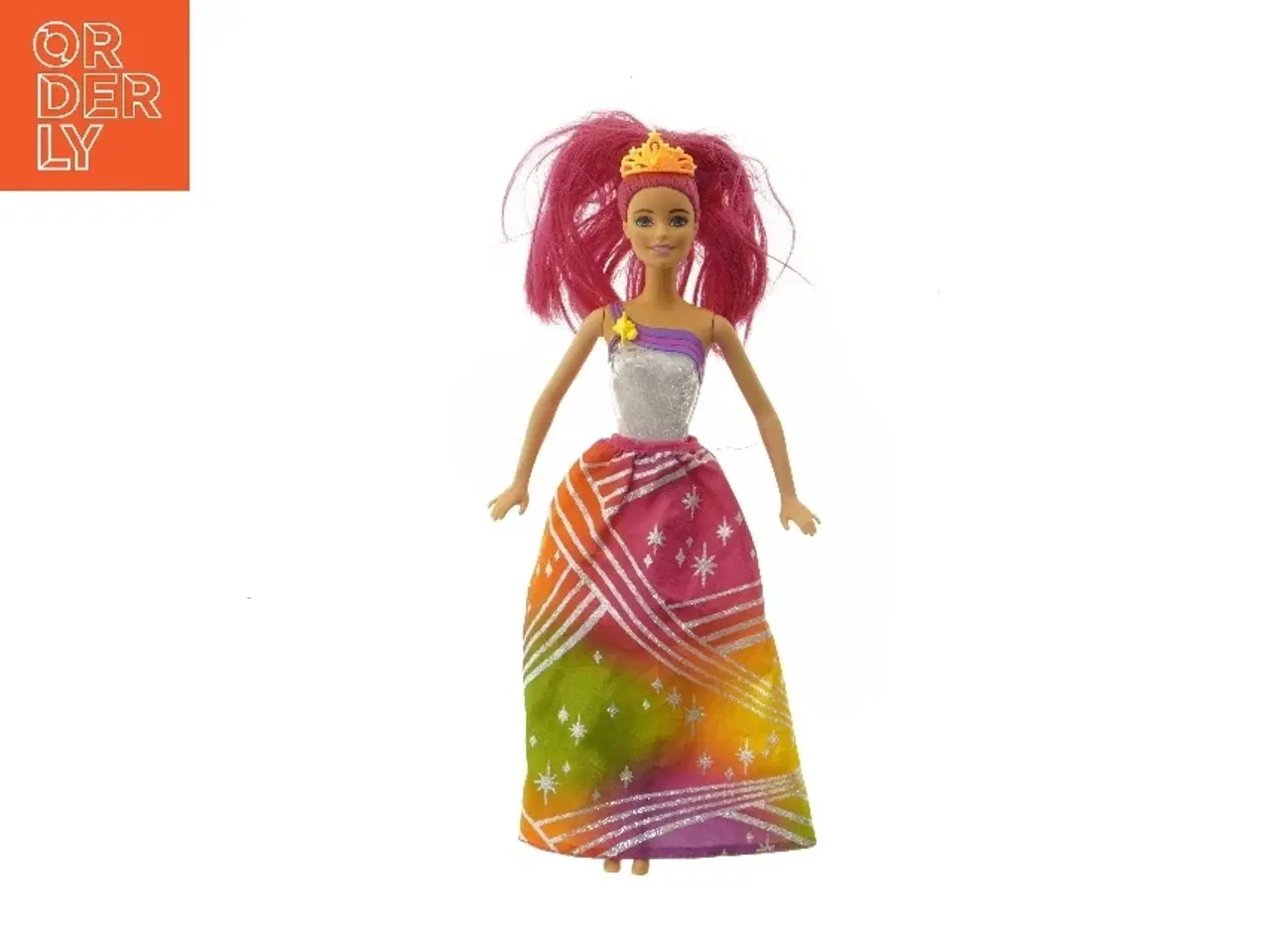 Billede 1 - Brugt modedukke med farverig kjole fra Barbie (str. 32 cm)