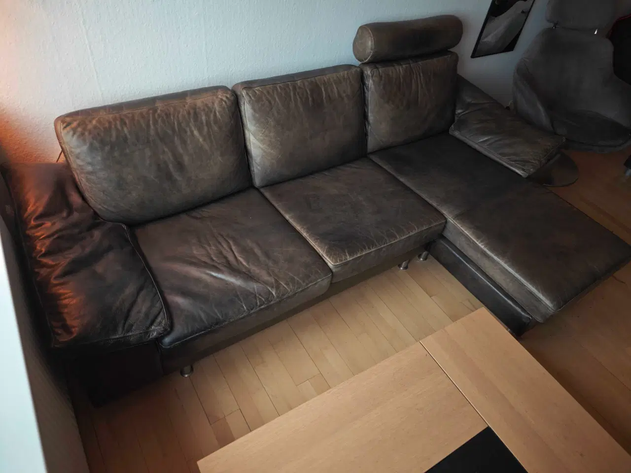 Billede 2 - Læder Sofa med Chaiselong