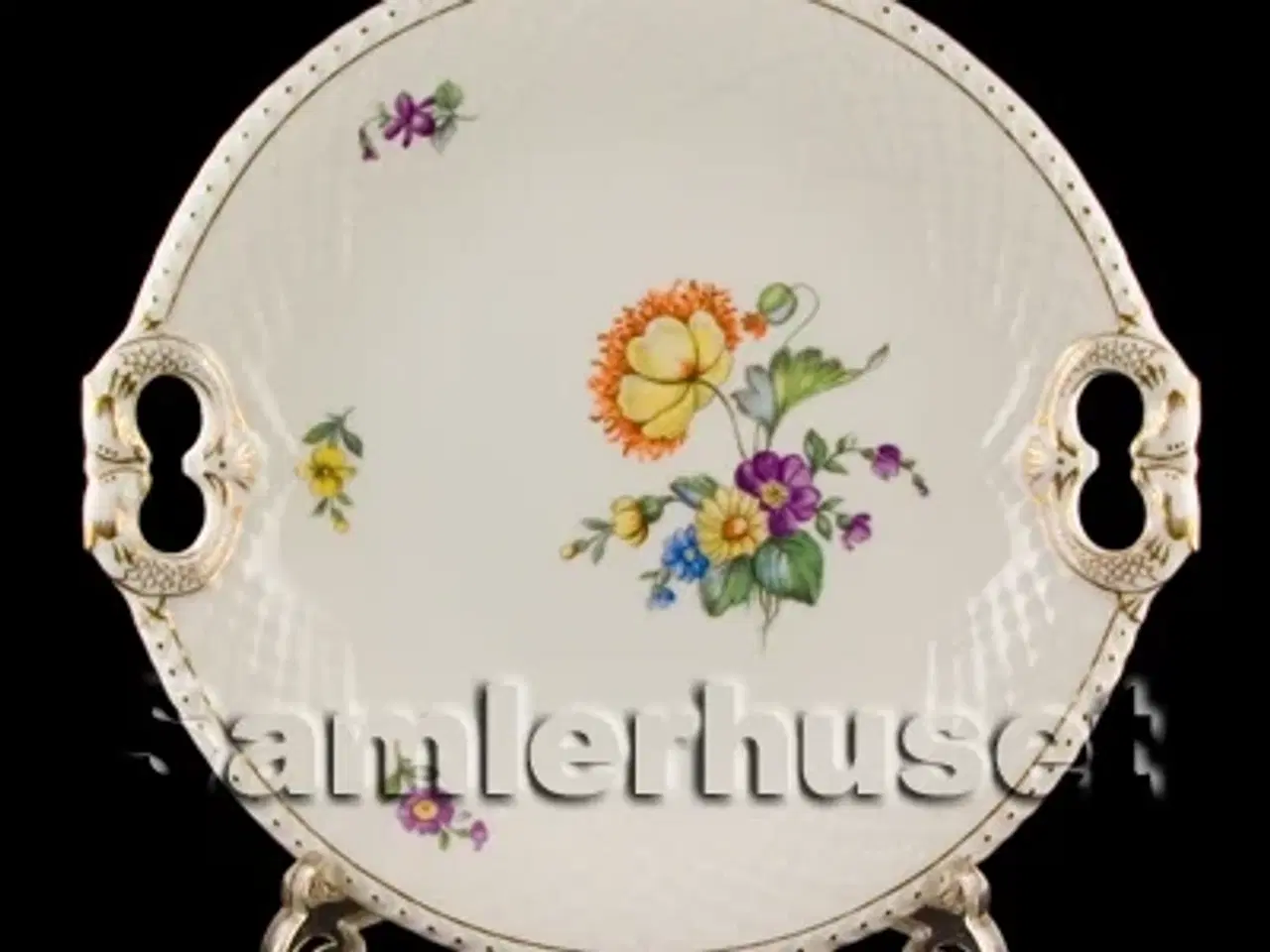 Billede 1 - Saxisk Blomst Hvid Kagefad 26 cm.